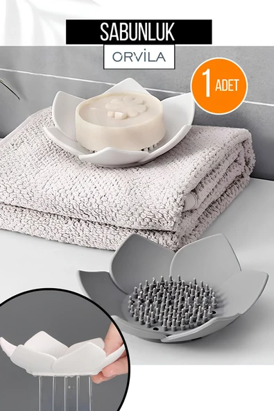 Orvila Orvila Elastik Lotus Kaydırmaz Katı Sabunluk Ve Süngerlik Silikon Banyo Düzenleyici ürün görseli 1
