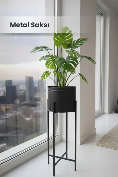 Orvila Orvila Siyah Dekoratif Ayaklı Metal Çiçeklik  72cm Saksılık ürün görseli 1