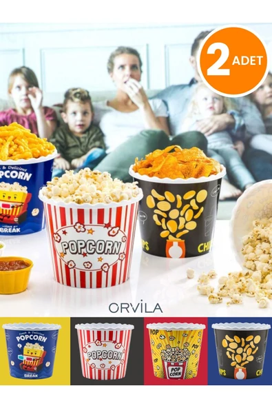 Orvila Orvila 2 Adet Popcorn Patlamış Mısır Kovası - Cips Ve Çerez Kutusu ürün görseli 1