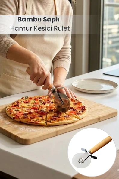 Orvila Orvila Bambu Saplı Pizza ve Hamur Kesici Rulet ürün görseli 1