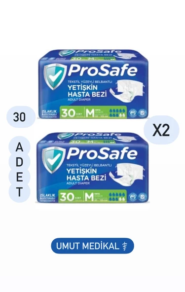 Prosafe Belbantlı Orta Boy M 30'lu 2 Adet Hasta Bezi ürün görseli 1