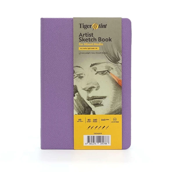 Tigertint Sert Kapak Eskiz Defteri 140 g A5 80 Yaprak Lila 100140519 ürün görseli 1