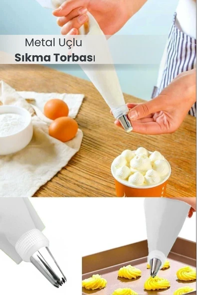 Orvila Orvila Pratik Metal Uçlu Krema Sıkma Torbası - 9 Adet Şekilli Uçlu ürün görseli 1