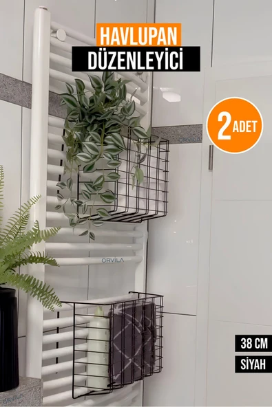 Orvila Orvila 2'li Asılabilir Havlupan Düzenleyici Banyo Havluluk Kurutma Sepeti Tuvalet Kağıdı Organizeri ürün görseli 1
