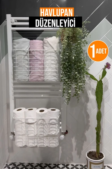 Orvila Orvila Asılabilir Havlupan Düzenleyici Banyo Havluluk Kurutma Sepeti Tuvalet Kağıdı Organizer Beyaz ürün görseli 1