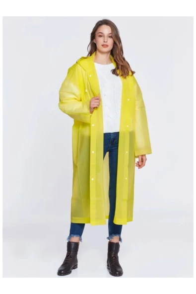 Orvila Orvila Eva Su Geçirmez Kaliteli Uzun Yağmurluk Unisex - Kadın Erkek Kapüşonlu Çıtçıtlı Standart Beden ürün görseli 1
