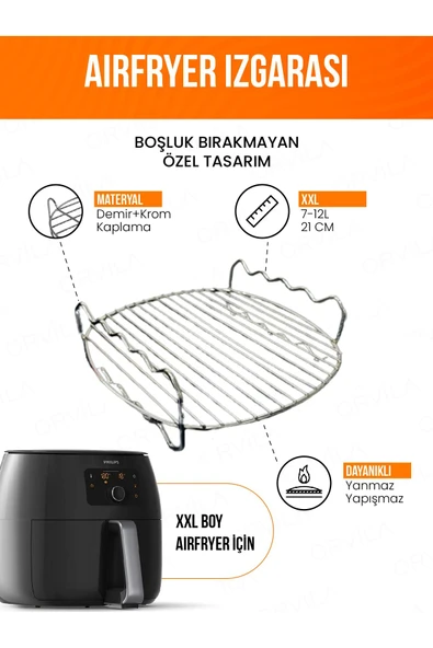 Orvila Orvila Airfryer Izgara Teli Zigzag Model | Fritöz Metal Aksesuarı XXL ürün görseli 1