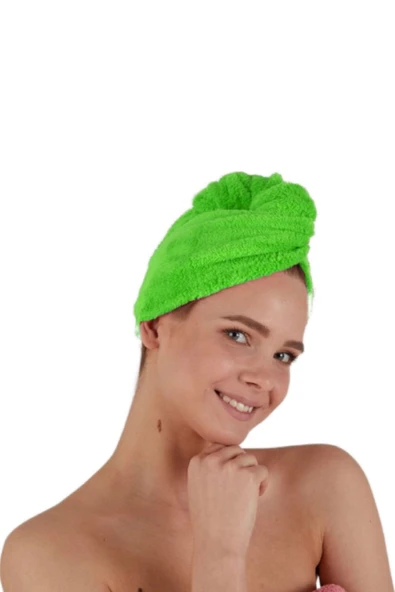 Orvila Orvila Mikrofiber Düğmeli Yeşil Renk Saç Havlusu ürün görseli 1