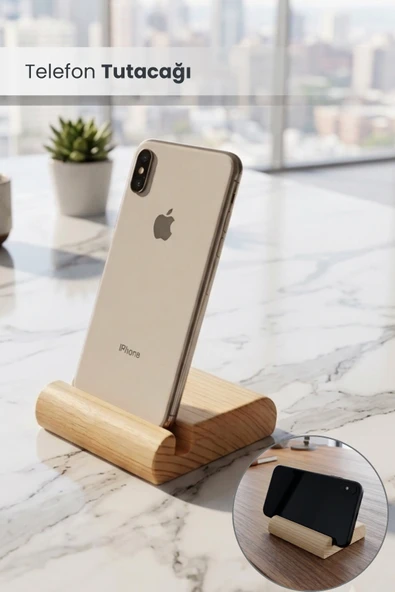 Orvila Orvila Kaydırmaz Taban Ahşap Telefon Tutacağı Tüm Telefonlara Uyumlu Stand ürün görseli 1