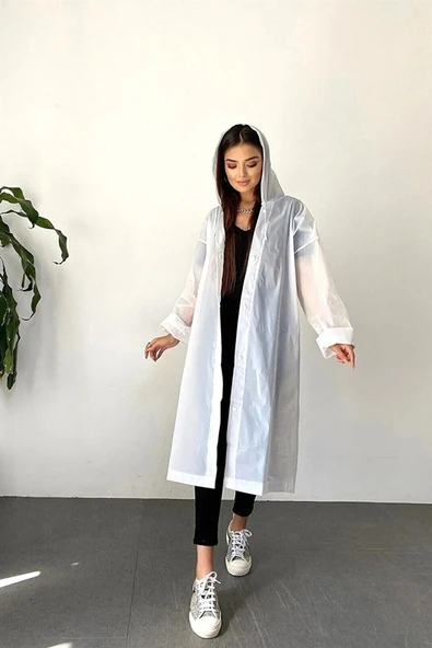 Orvila Orvila Eva Su Geçirmez Kaliteli Uzun Yağmurluk Unisex - Kadın Erkek Kapüşonlu Çıtçıtlı Standart Beden ürün görseli 1