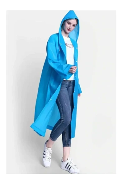 Orvila Orvila Eva Su Geçirmez Kaliteli Uzun Yağmurluk Unisex - Kadın Erkek Kapüşonlu Çıtçıtlı Standart Beden ürün görseli 1