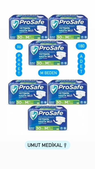 Prosafe Belbantlı Orta Boy M 30'lu 6 Adet Hasta Bezi ürün görseli 1
