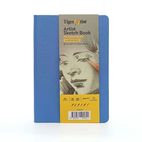 Tigertint Sert Kapak Eskiz Defteri 140 g A5 80 Yaprak Gökyüzü Mavi 100140511 ürün görseli 1