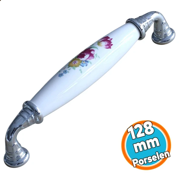 Mobilya Mutfak Çekmece Dolap Kapak Dolabı Kulbu Kulpu Kulpları Beyaz 128 Mm-12.8 Cm Gerçek Porselen ürün görseli 1