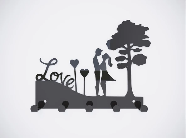 Love Siyah Metal Dekoratif Anahtar Askılığı - Pano Askılığı Love Yazılı Dekoratif Anahtarlık ürün görseli 1