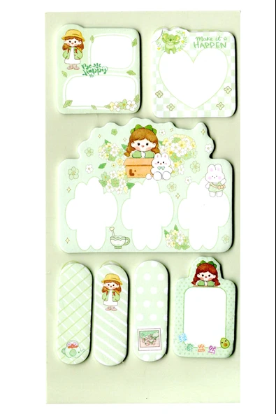 Karışık desenli posit yapışkanlı not kağıdı pos it (17x9 cm) - Yeşil ürün görseli 1
