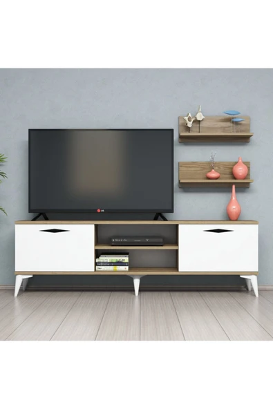 Ferniso Mobilya 160 cm Tv Ünitesi (Raflı) Hud-Beyaz ürün görseli 1
