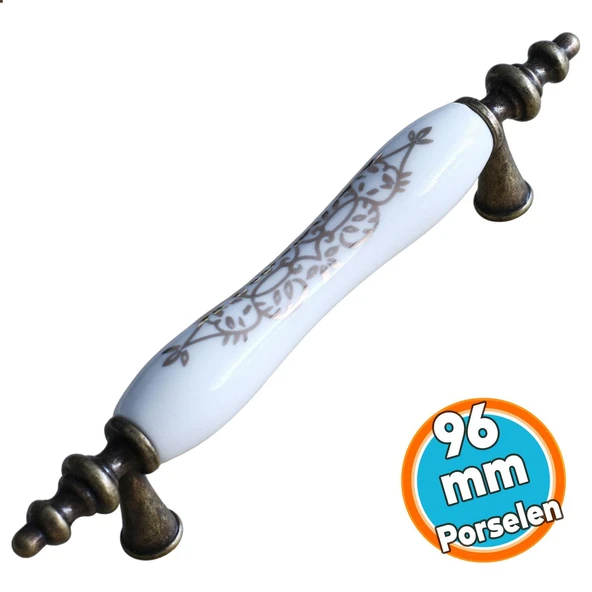 Eskitme Antik Sarı 96 mm Mobilya Mutfak Çekmece Dolap Dolabı Kulpu Kulbu Kulpları Gerçek Porselen ürün görseli 1