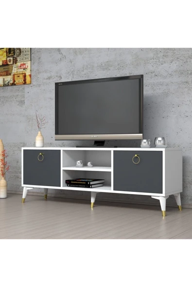 Ferniso Mobilya 138 cm Tv Ünitesi Beyaz-Antrasit ürün görseli 1