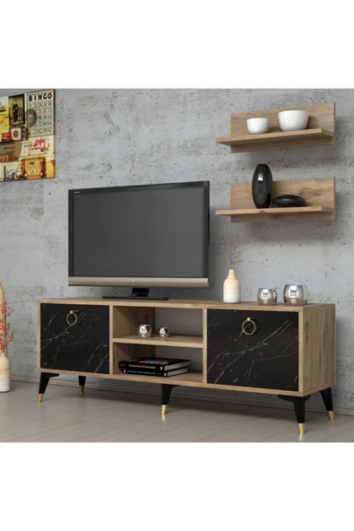 Ferniso Mobilya 138 cm Tv Ünitesi (Raflı)Çam-Mermer Desen ürün görseli 1