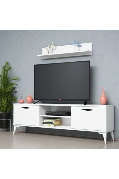 Ferniso Mobilya 160 cm Tv Ünitesi ( Raflı) Full Beyaz ürün görseli 1