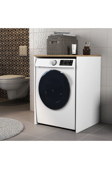 Ferniso Mobilya Çamaşır Makinesı ve Kurutma Makinesi Dolabı Beyaz ürün görseli 1