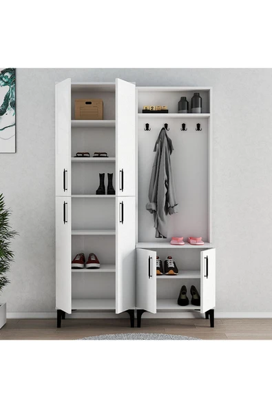 Ferniso Mobilya Portmanto+Ayakkabılık Beyaz - Resim 3