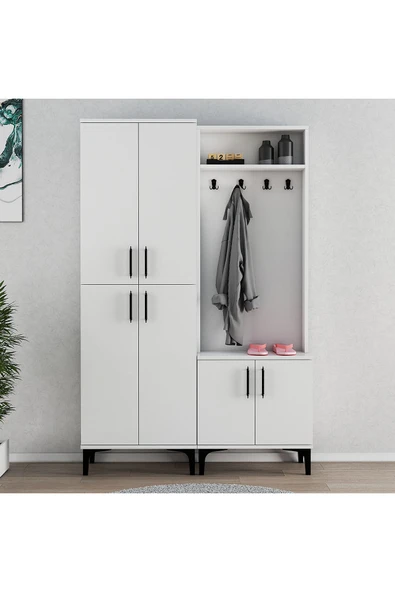 Ferniso Mobilya Portmanto+Ayakkabılık Beyaz - Resim 2