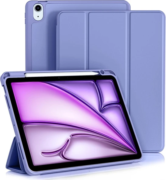 Apple İPad Air 11 inç M2 2024 Uyumlu Kılıf Pen Slot Charging Case Kalem Bölmeli A2902 A2903 A2904   LAVANTA ürün görseli 1