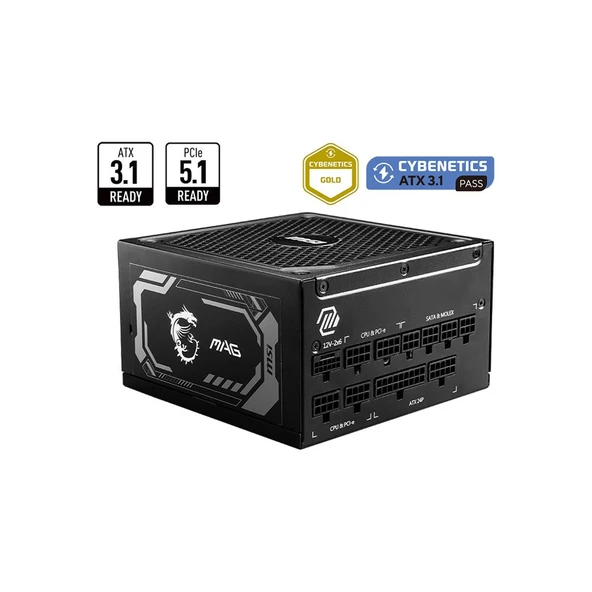 MSI MAG A1250GL PCIE5 1250W 80Plus Gold ATX 3.1/PCIe 5.1 Full Modüler Güç Kaynağı ürün görseli 1