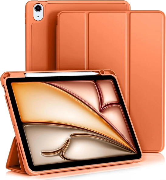 Apple İPad Air 11 inç M2 2024 Uyumlu Kılıf Pen Slot Charging Case Kalem Bölmeli A2902 A2903 A2904   TURUNCU ürün görseli 1