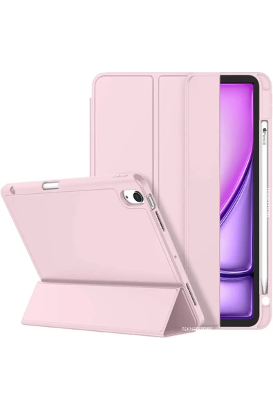 Apple İPad Air 11 inç M2 2024 Uyumlu Kılıf Pen Slot Charging Case Kalem Bölmeli A2902 A2903 A2904   PEMBE ürün görseli 1