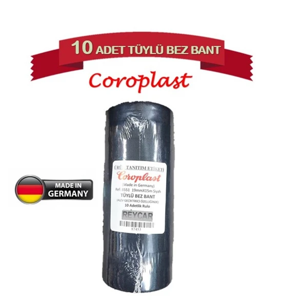 10 Adet Coroplast Tüylü Bez Bant 19mm X 15 Metre Ref:8551 ürün görseli 1