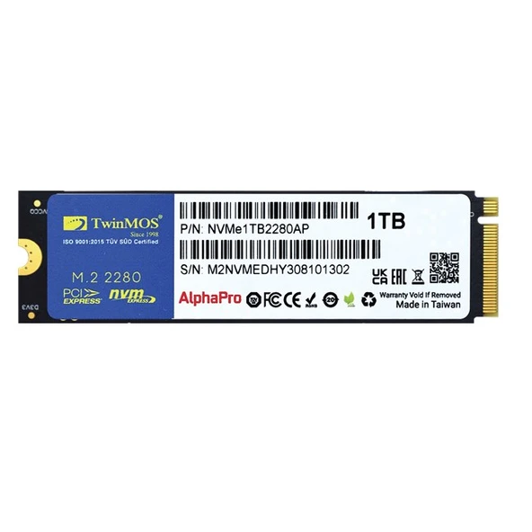 TwinMOS AlphaPro 1TB NVMe M.2 SSD(3600/3250Mb/s) ürün görseli 1