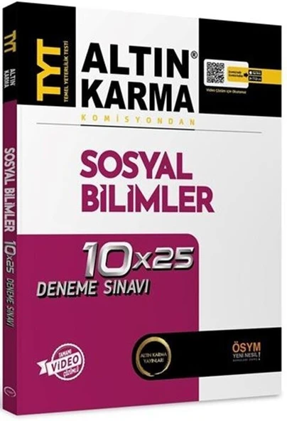 TYT Sosyal Bilimler Tamamı Video Çözümlü 10x25 Deneme Sınavı Altın Karma ürün görseli 1