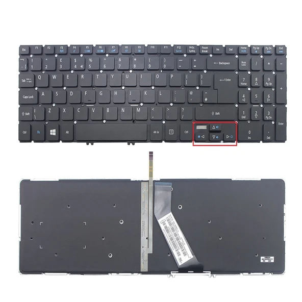 Acer Aspire V5-552PG V5-572G V5-572P Notebook Klavye - TR ışıklı ürün görseli 1