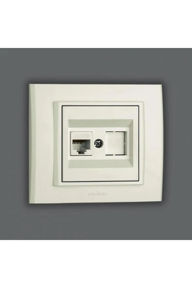 Ovivo - Grano Tekli Data Prizi RJ45+Boş Yuva  Mekanizma+Çerçeve (Beyaz) 600-00300-229 ürün görseli 1
