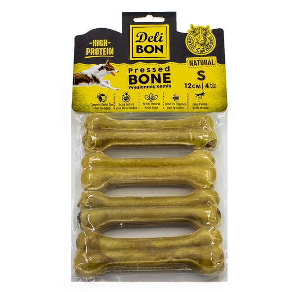 Delibon Deri Köpek Çiğneti Pres Kemik 4x12cm Natural ürün görseli 1