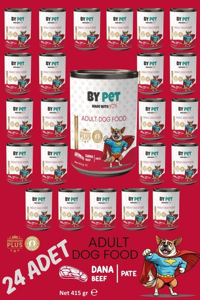 BYPET Yetişkin Köpekler İçin Dana Etli Konserve Yaş Mama 415 gr x 24 Adet ürün görseli 1