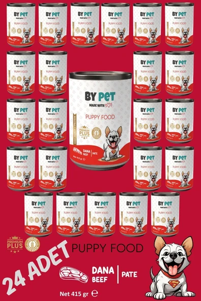BYPET Yavru Köpekler İçin Dana Etli Konserve Yaş Mama 415 gr x 24 Adet ürün görseli 1