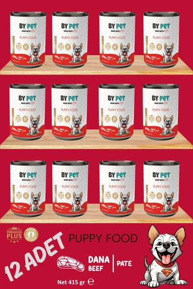 BYPET Yavru Köpekler İçin Dana Etli Konserve Yaş Mama 415 gr x 12 Adet ürün görseli 1