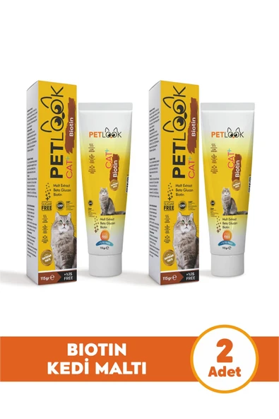 PetLook Kedi Tüy Dökümü Engelleyici Biotin Kedi Maltı, Kedi Vitamini, Kedi Ödülü 2'li Ekonomik Set ürün görseli 1