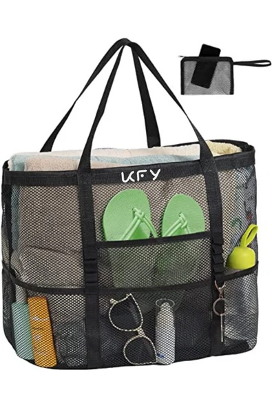 Kitchenify Plaj Çantası, Piknik Çantası, Kadın Plaj Çantası File Plaj Çantası Kum Tutmaz ürün görseli 1
