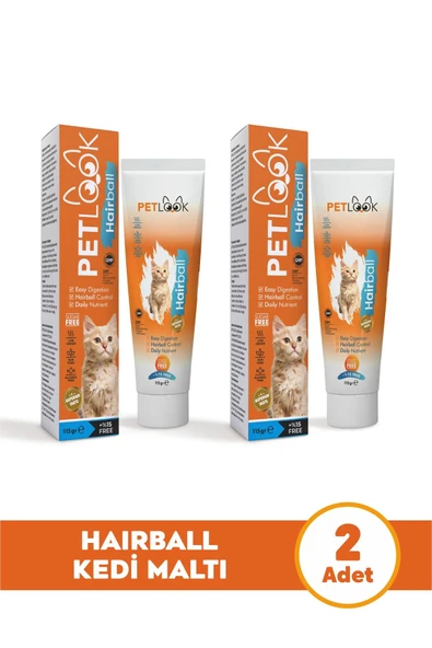 PetLook Kedi Maltı Hairball Tüy Yumağı Önlemeyi Destekleyen Kedi Maltı, Kedi Ödülü, Kedi Vitamini 2'li Set ürün görseli 1