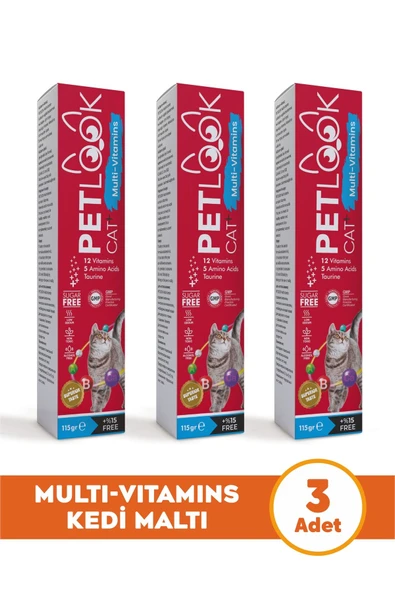 PetLook Multivitamin Kedi Maltı 115 GR, Kedi Malti, Kedi Ödülü ve Kedi Vitamini 3'lü Ekonomik Set ürün görseli 1