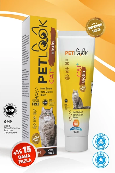PetLook Kedi Tüy Dökümü Engelleyici Biotin Kedi Maltı, Kedi Vitamini, Kedi Ödülü ürün görseli 1