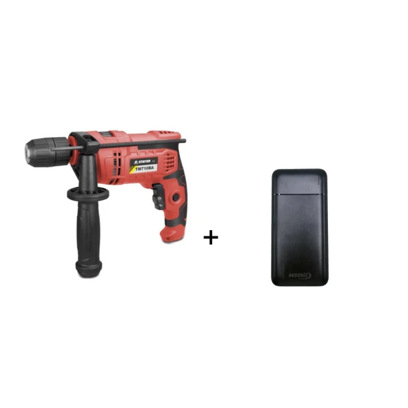 Stayer TM710BA 710 W Darbeli Matkap 13 MM Kırmızı  + Akdeniz Taşınabilir Şarj Cihazı (Model: S125Q) ürün görseli 1