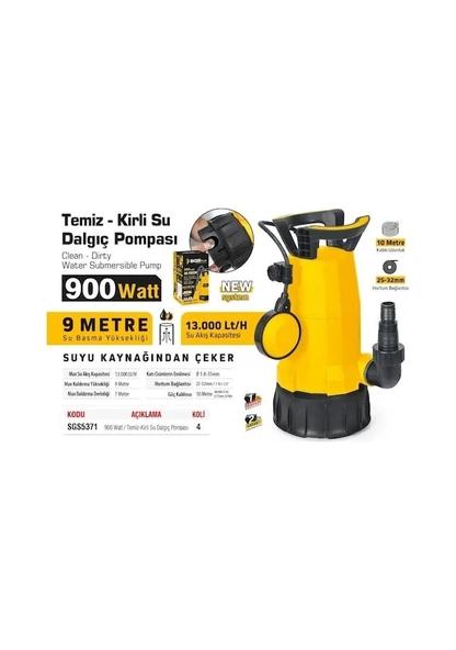 Sgs 5371 Temiz-kirli Su Dalgıç Pompa 900 Watt ürün görseli 1