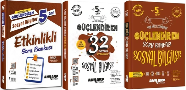 Ankara 2025 5. Sınıf Sosyal Bilgiler Güçlendiren Soru + Etkinlik + Haftalık Seti 3 Kitap Güncel Müfredat ürün görseli 1