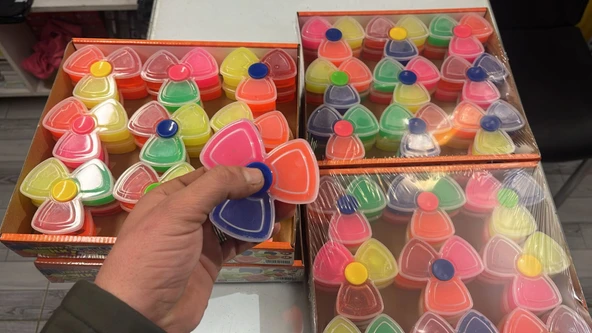 Stres Çarkı Şeklinde Slime Simli Neonlu Parlak Fosforlu Renkli Slaym Jel Oyun Hamuru 3 Lü ürün görseli 1